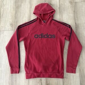 Adidas Men's Red Pullover Embroidered‎ Hoodie Sweater Sz Small Black Stripe